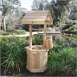 Pemberly Row Transitional Cedar Wood Decorative Wishing Well in Beige