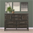 Pemberly Row Contemporary Solid Wood Dresser with Doors in Nutmeg Gray