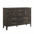Pemberly Row Contemporary Solid Wood Dresser with Doors in Nutmeg Gray