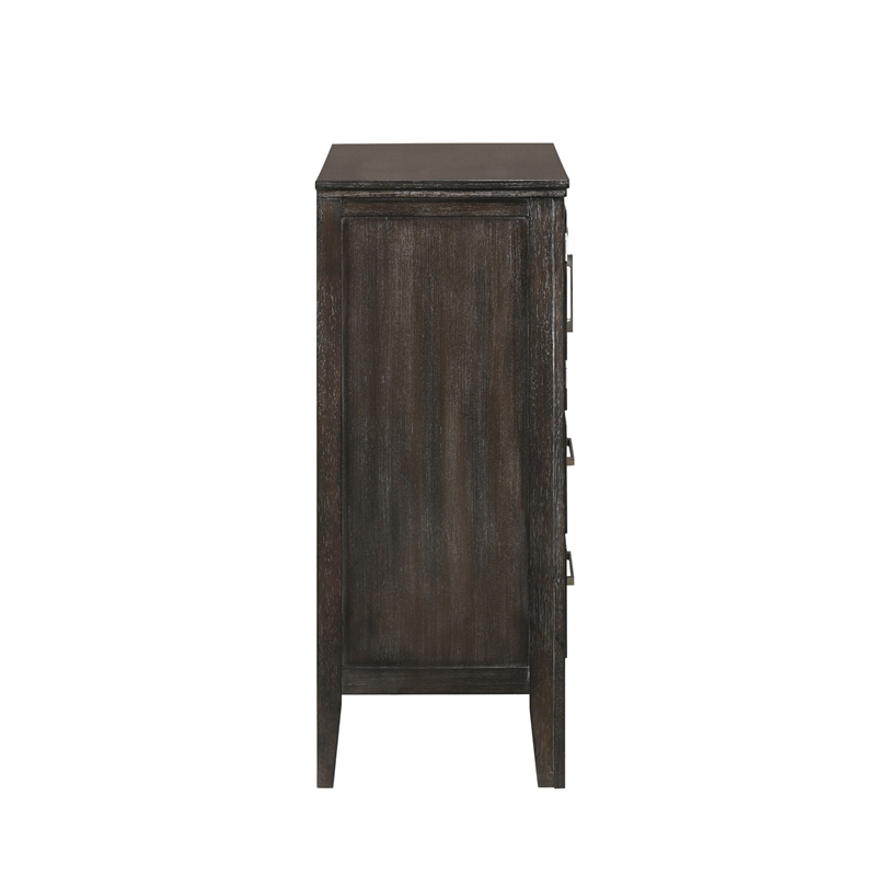 Pemberly Row Contemporary Solid Wood Dresser with Doors in Nutmeg Gray