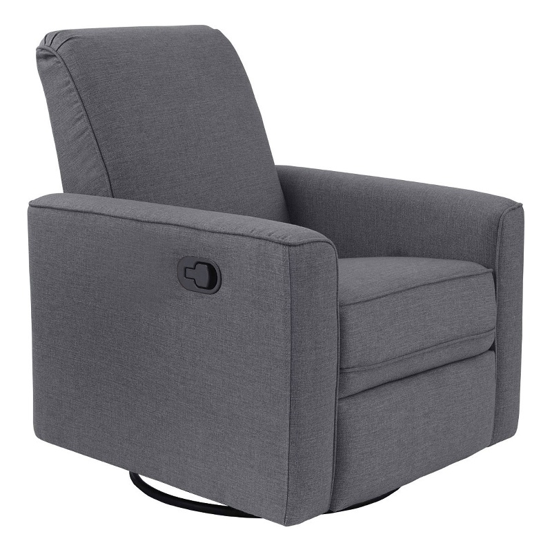 Pemberly Row Fabric Glider Manual Recliner Nursery Rocking Swivel Chair in Stone