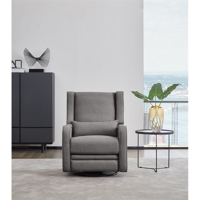 Pemberly Row Glider Manual Recliner Nursery Rocking Swivel Chair in Harbor Gray