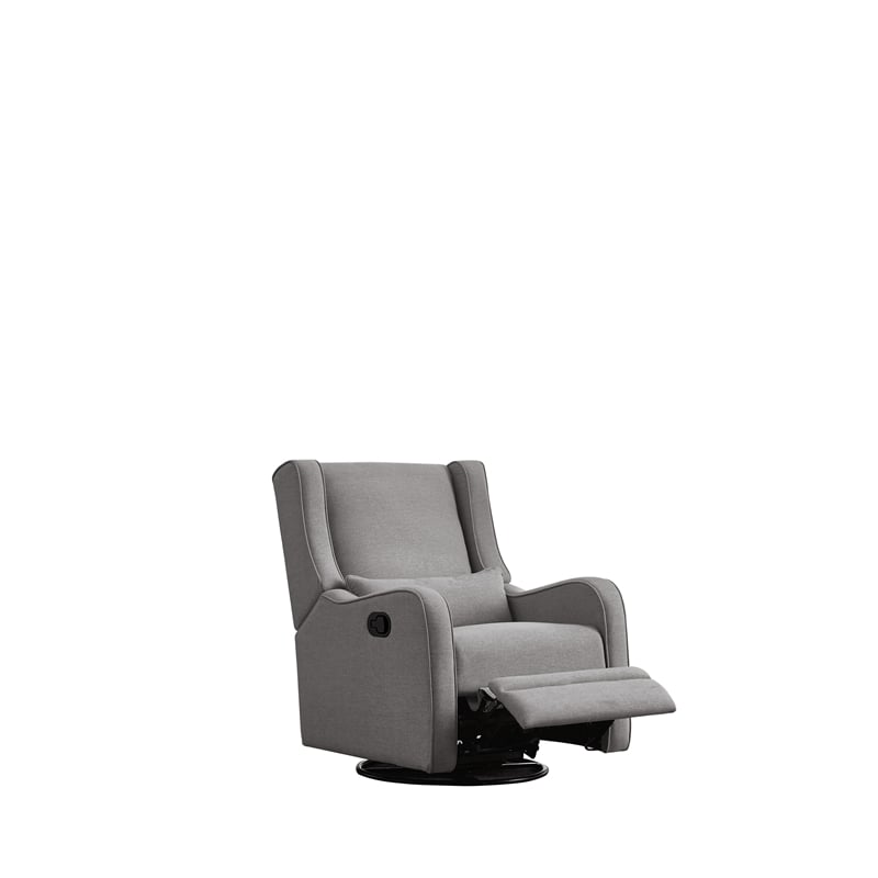 Pemberly Row Glider Manual Recliner Nursery Rocking Swivel Chair in Harbor Gray