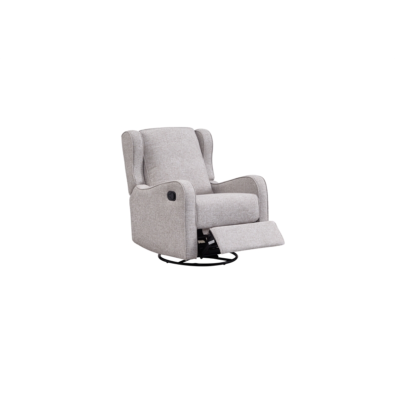 Pemberly Row Glider Manual Recliner Nursery Rocking Swivel Chair in Fawn Gray