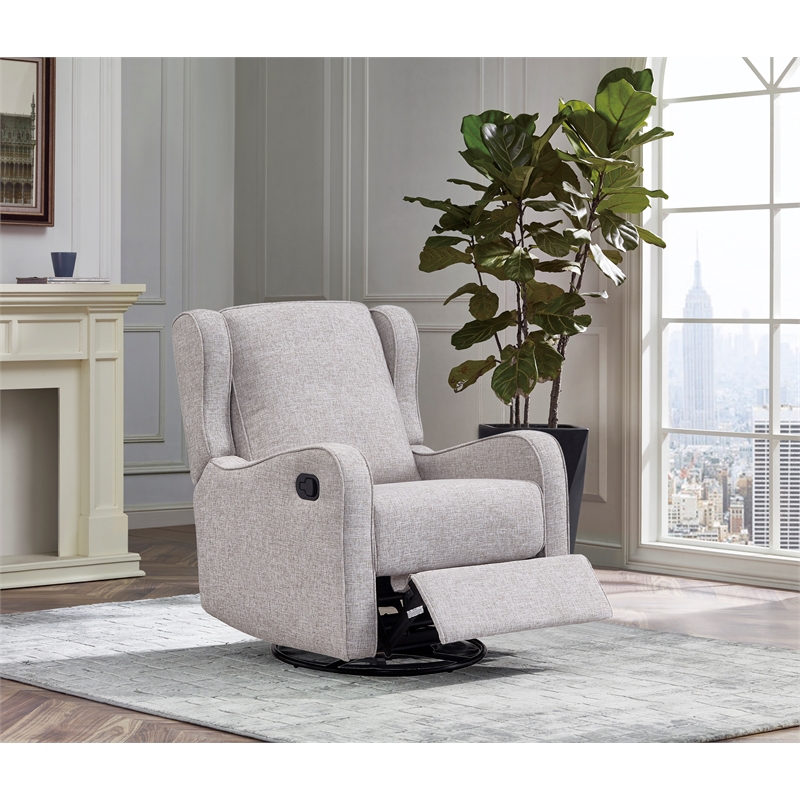 Pemberly Row Glider Manual Recliner Nursery Rocking Swivel Chair in Fawn Gray