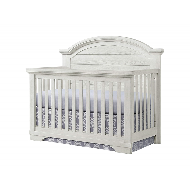 Pemberly Row Modern Wood Arch Top Convertible Crib in White Dove
