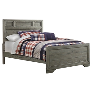 Pemberly Row Traditional Wood Complete Full Bed in Brushed Pewter