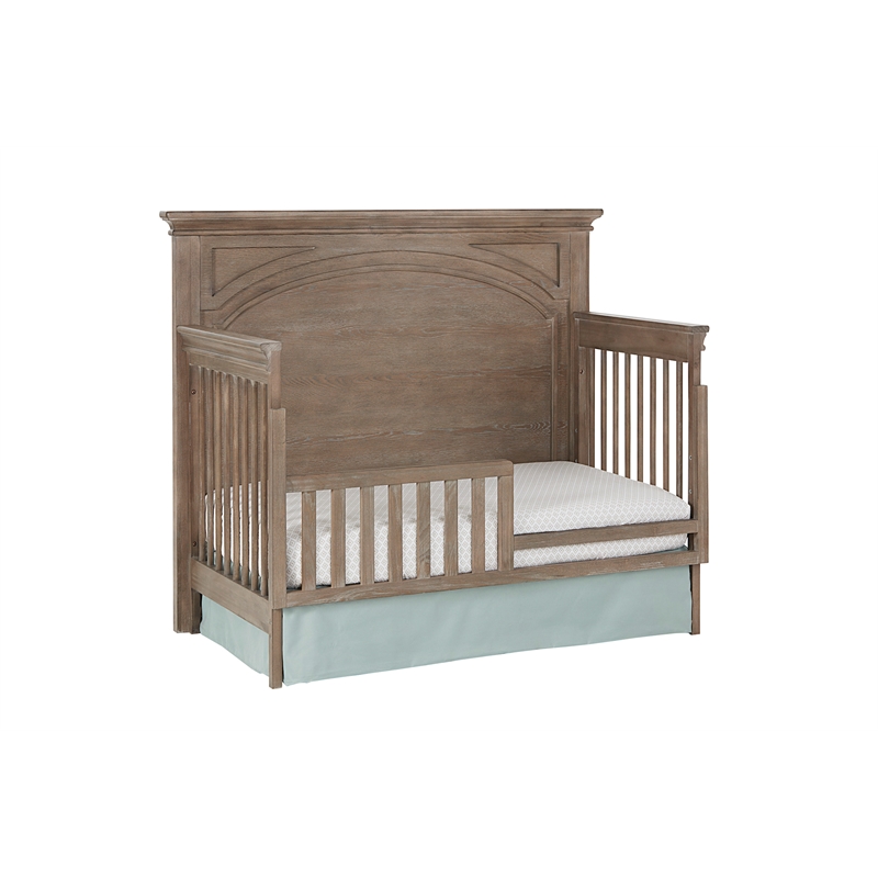 Pemberly Row Traditional Wood Toddler Guard in Sandwash Gray