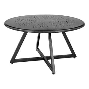 Pemberly Row Round Stainless Steel Coffee Table in Black/Gunmetal