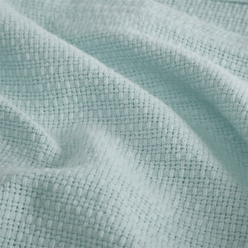 Pemberly Row Modern Basketweave Cotton Blanket in Blue Full/Queen