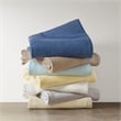 Pemberly Row Modern Basketweave Cotton Blanket in Blue Full/Queen
