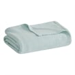 Pemberly Row Modern Basketweave Cotton Blanket in Blue Full/Queen