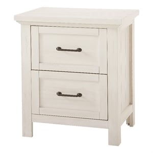 Pemberly Row Traditional 2-Drawer Nightstand in Brushed White Finish