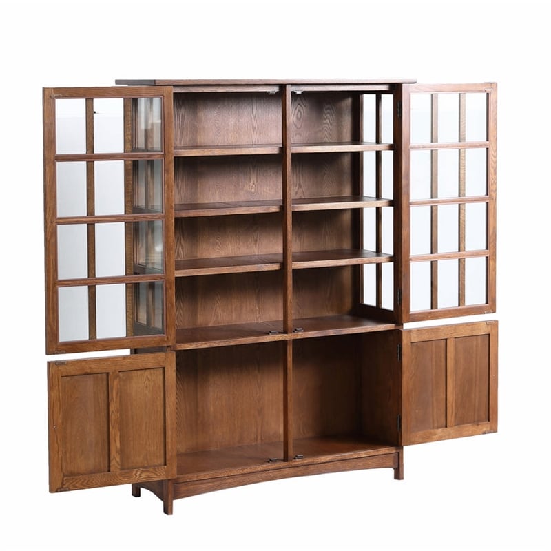Pemberly Row Modern Solid Wood Display China Cabinet in Walnut