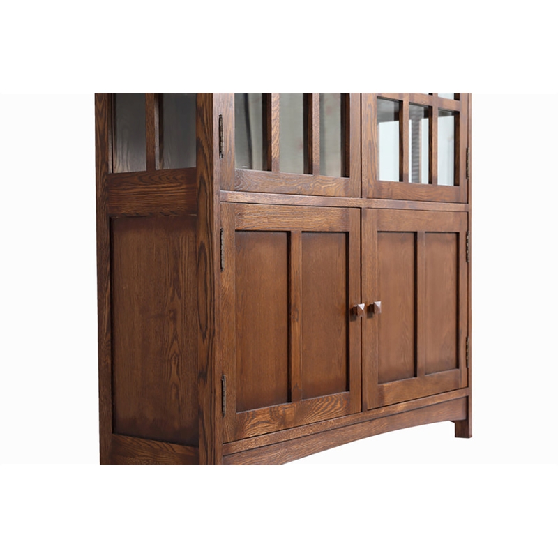 Pemberly Row Modern Solid Wood Display China Cabinet in Walnut
