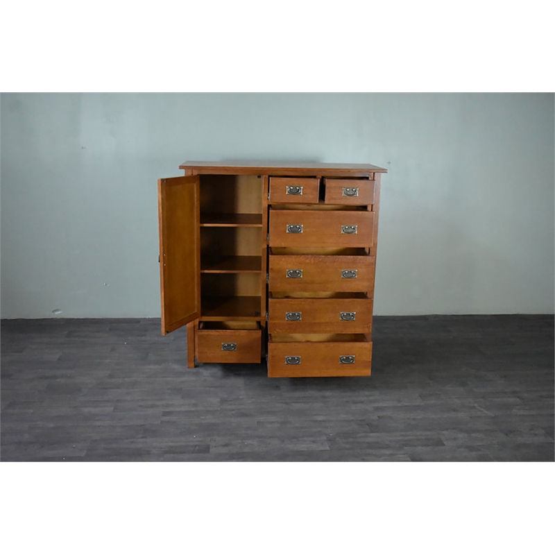 Pemberly Row Contemporary 7-Drawer Solid Wood Chest in Cherry