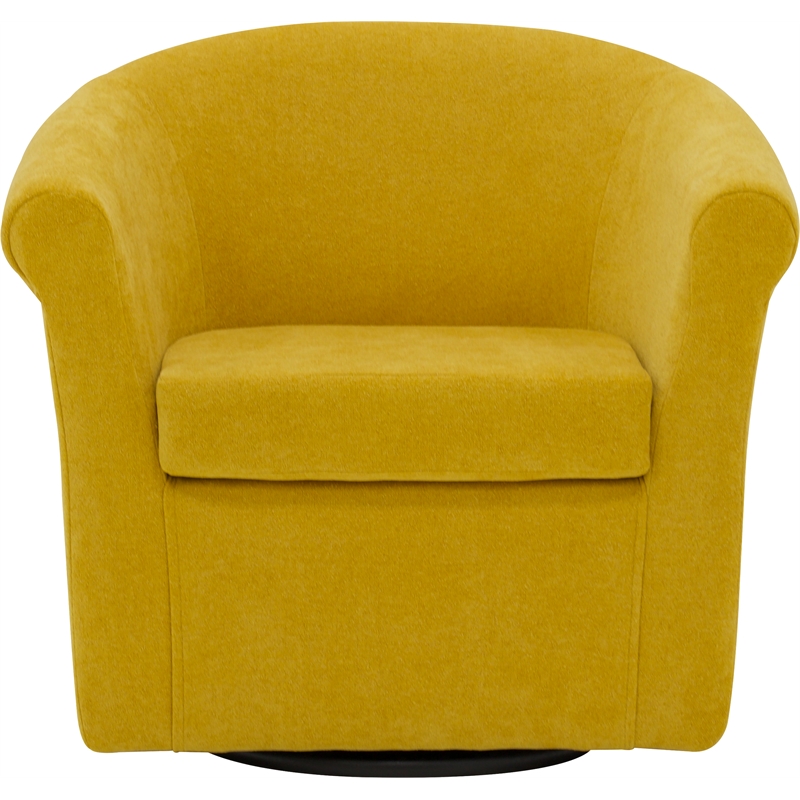 Pemberly Row Traditional Polyester Fabric Club Chair in Yellow