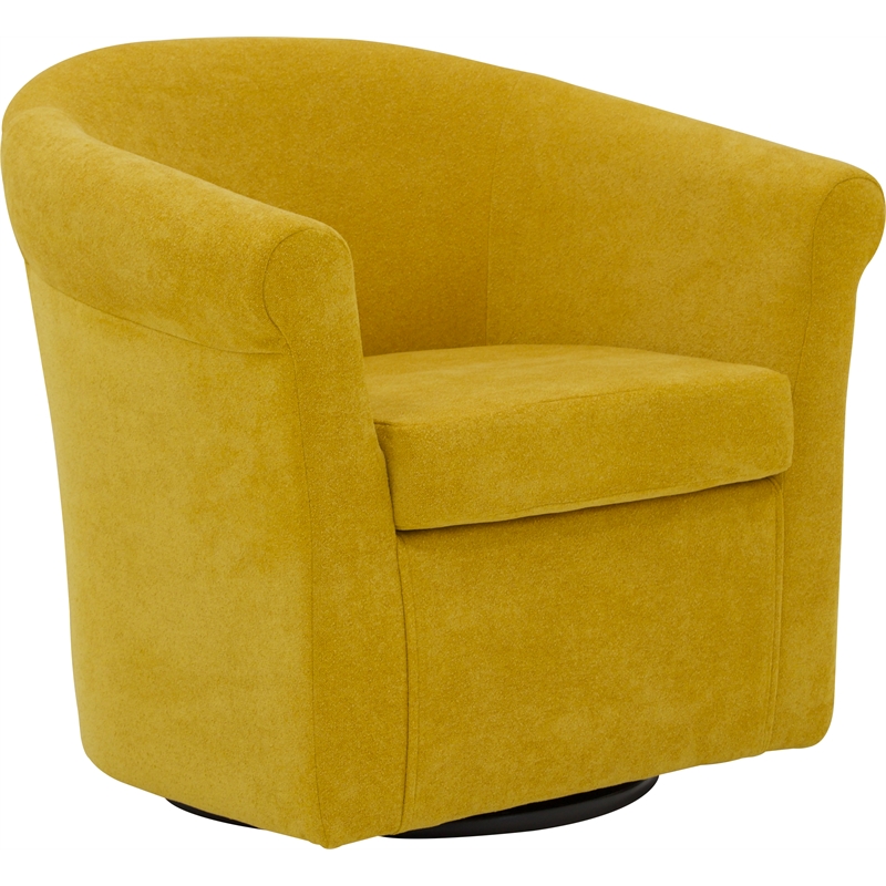 Pemberly Row Traditional Polyester Fabric Club Chair in Yellow