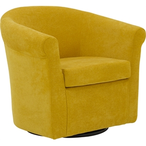 Pemberly Row Traditional Polyester Fabric Club Chair in Yellow