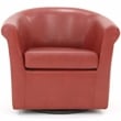 Pemberly Row Traditional Faux Leather Swivel Club Chair in Red