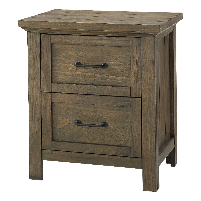 Pemberly Row Traditional 2-Drawer Nightstand in Harvest Brown Finish
