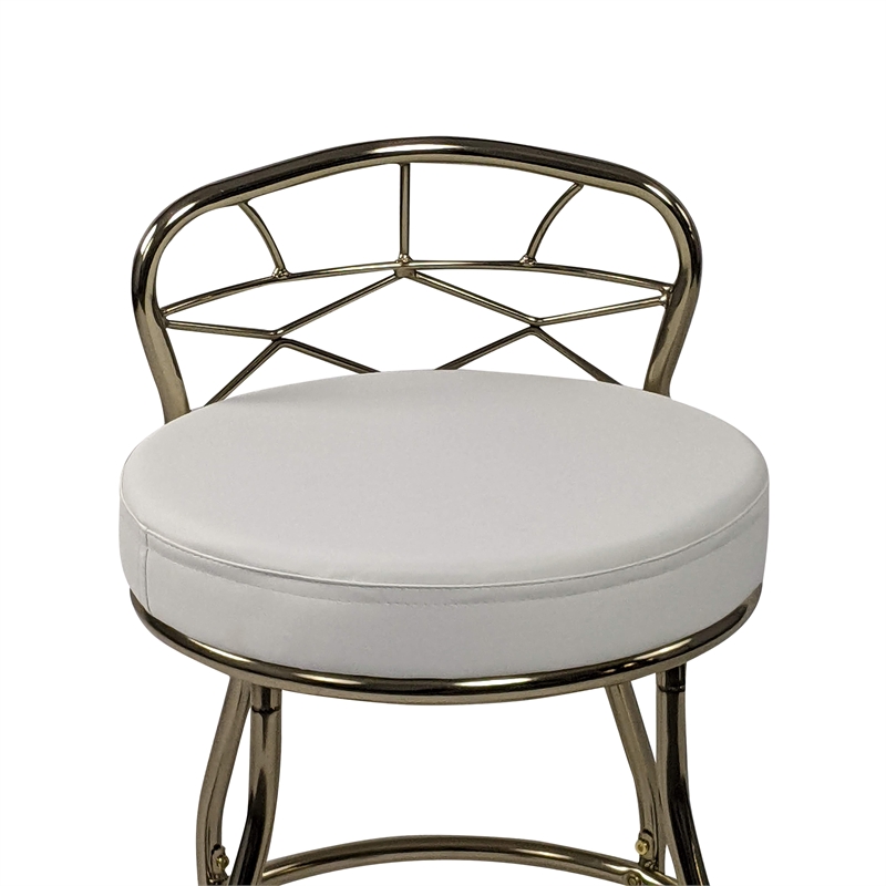 Pemberly Row Modern X-Back Vanity Bench with Casters in Gold