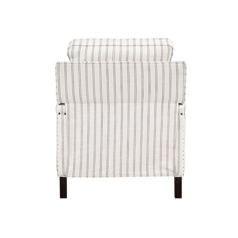 Pemberly Row Fabric Upholstery Reclining Chair in Beige & Gray Striped