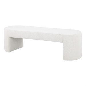 Pemberly Row 18&quot Contemporary Boucle Fabric & Wood Bench in Ivory