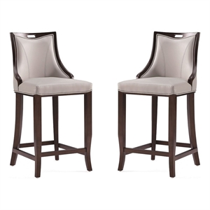 Pemberly Row 27&quot Faux Leather Counter Stool in Gray (Set of 2)