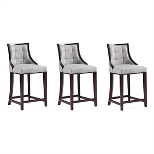 Pemberly Row 26&quot Faux Leather Counter Stool in Gray (Set of 3)