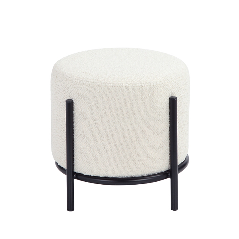 Pemberly Row Modern / Contemporary Round Stool Boucle Fabric White