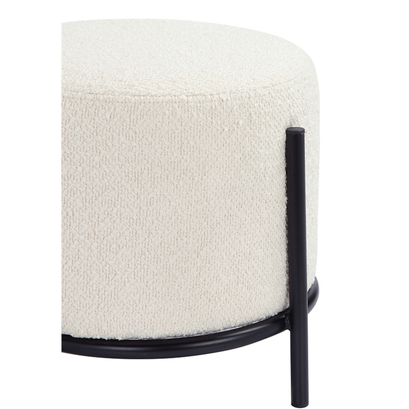 Pemberly Row Modern / Contemporary Round Stool Boucle Fabric White