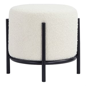 Pemberly Row Modern / Contemporary Round Stool Boucle Fabric White