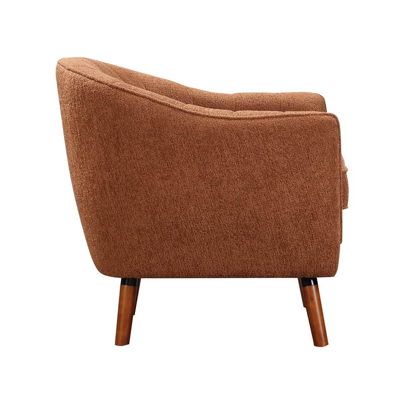 Pemberly Row Contemporary Fabric Upholstered Accent Chair in Rust