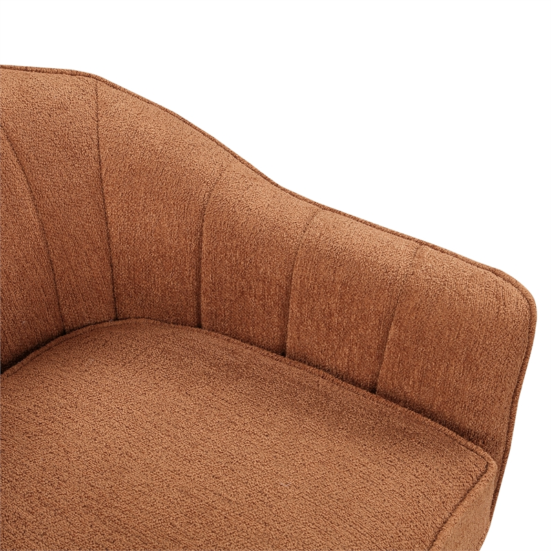 Pemberly Row Contemporary Fabric Upholstered Accent Chair in Rust