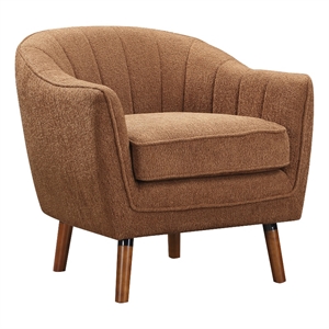 Pemberly Row Contemporary Fabric Upholstered Accent Chair in Rust