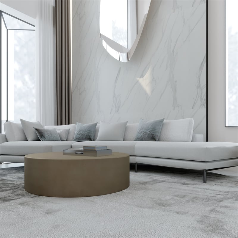 Pemberly Row Modern / Contemporary Stainless Steel Coffee Table in Brass