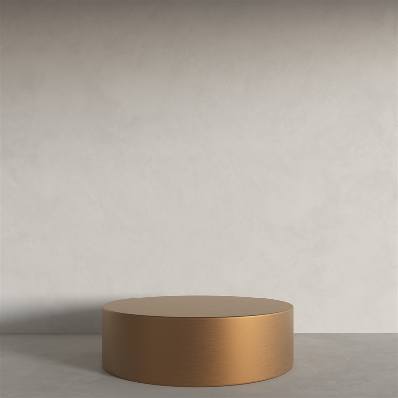 Pemberly Row Modern / Contemporary Stainless Steel Coffee Table in Brass