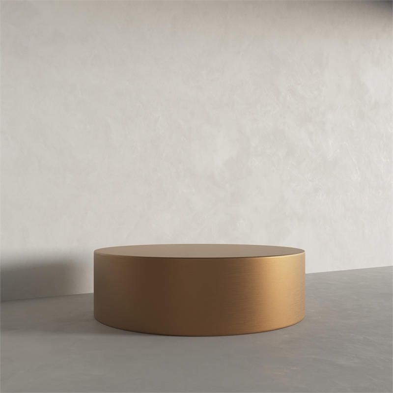 Pemberly Row Modern / Contemporary Stainless Steel Coffee Table in Brass