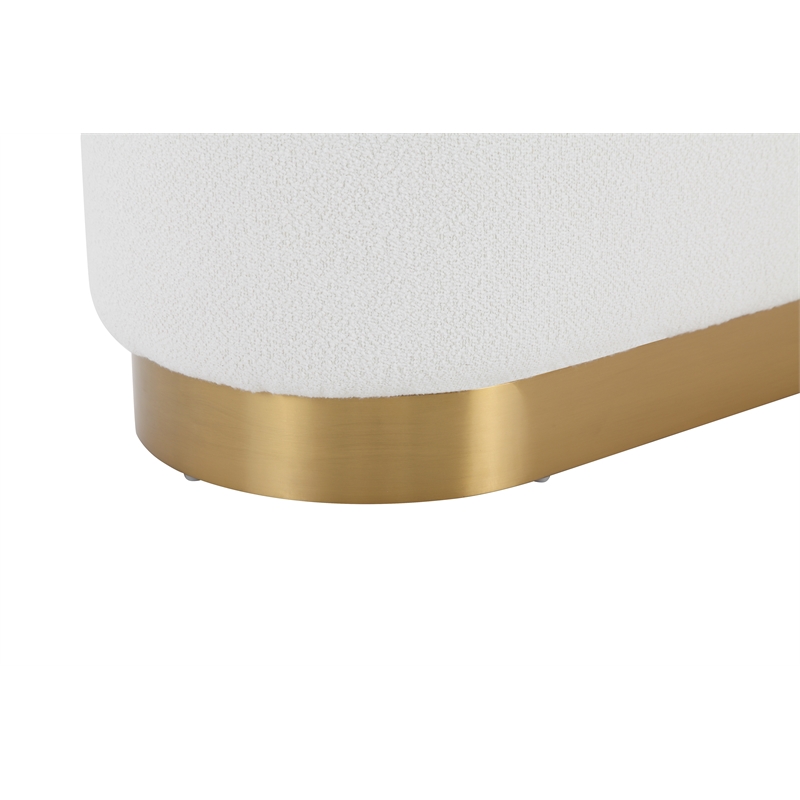 Pemberly Row Modern Bench in Champagne Gold and Ivory Boucle