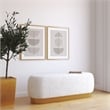 Pemberly Row Modern Bench in Champagne Gold and Ivory Boucle