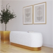 Pemberly Row Modern Bench in Champagne Gold and Ivory Boucle
