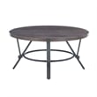 Pemberly Row 3 Pc Round Metal and Wood Occasional Table Set in Charcoal