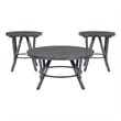Pemberly Row 3 Pc Round Metal and Wood Occasional Table Set in Charcoal