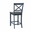 Pemberly Row Wood X Back 2 Tone Counter Stool Set of 2 in Slate Blue