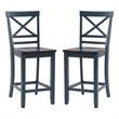 Pemberly Row Wood X Back 2 Tone Counter Stool Set of 2 in Slate Blue