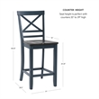 Pemberly Row Wood X Back 2 Tone Counter Stool Set of 2 in Slate Blue