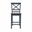 Pemberly Row Wood X Back 2 Tone Counter Stool Set of 2 in Slate Blue