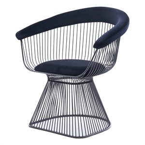 Pemberly Row 17.7&quot Upholstered Modern Velvet Dining Chair in Black