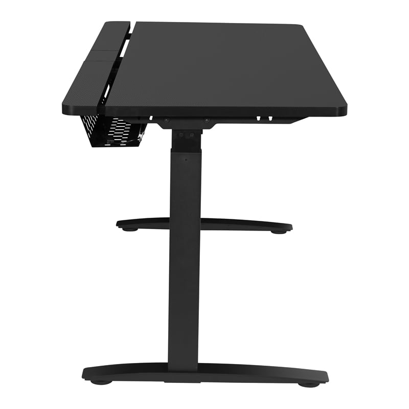 Pemberly Row Electric Battlestation Gaming Desk Metal - Gray Carbon Fiber Finish
